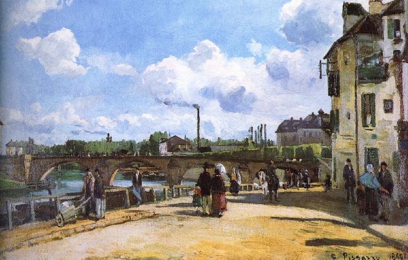 Camille Pissarro Pang map of the river and the bridge Schwarz Sweden oil painting art